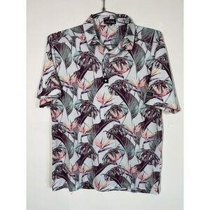 Bad Birdie Men's Shaka Floral Performance Golf Polo Size L Tropical‎ Hawaiian